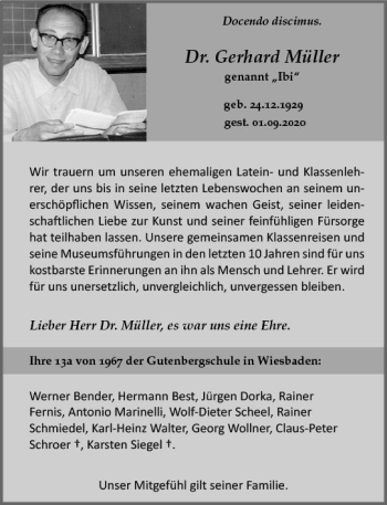 Traueranzeige von Gerhard Müller von vrm-trauer