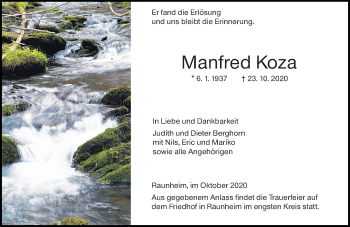 Traueranzeige von Manfred Koza von vrm-trauer