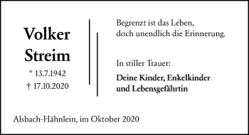 Traueranzeige von Volker Streim von vrm-trauer