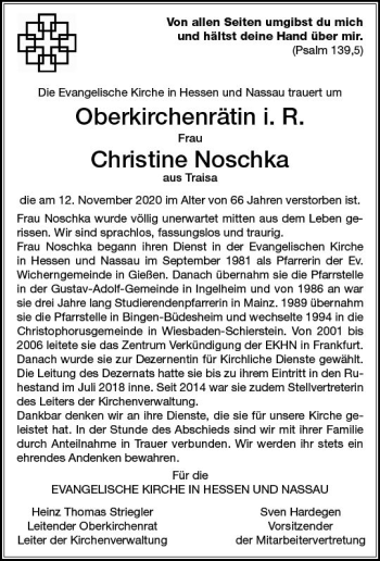 Traueranzeige von Christine Noschka von vrm-trauer