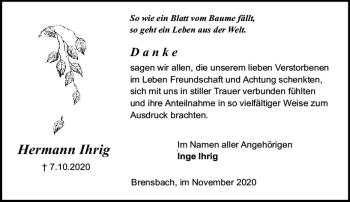 Traueranzeige von Hermann Ihrig von vrm-trauer