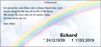 Traueranzeige von Eckard  von vrm-trauer