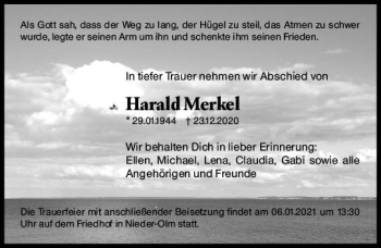 Traueranzeige von Harald Merkel von vrm-trauer