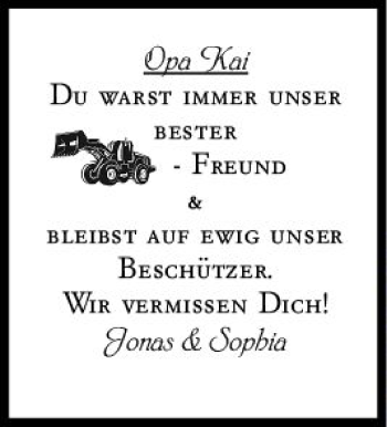 Traueranzeige von Kai Hoffmann von vrm-trauer