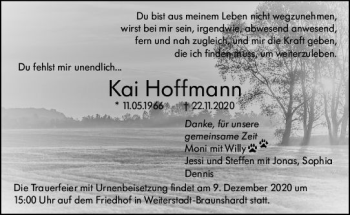 Traueranzeige von Kai Hoffmann von vrm-trauer
