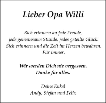 Traueranzeige von Willi  von vrm-trauer
