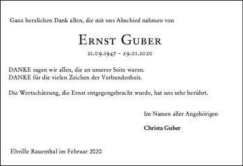 Traueranzeige von Ernst Guber von vrm-trauer