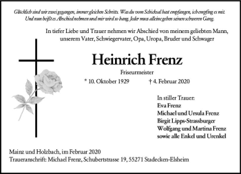 Traueranzeige von Heinrich Frenz von vrm-trauer
