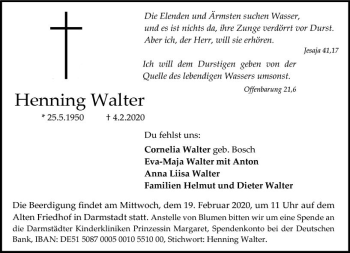 Traueranzeige von Henning Walter von vrm-trauer