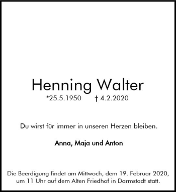 Traueranzeige von Henning Walter von vrm-trauer