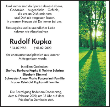 Traueranzeige von Rudolf Kupka von vrm-trauer