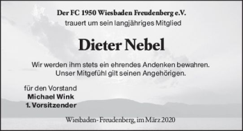 Traueranzeige von Dieter Nebel von vrm-trauer