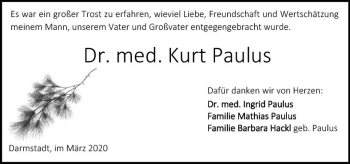 Traueranzeige von Kurt Paulus von vrm-trauer