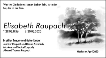Traueranzeige von Elisabeth Raupach von vrm-trauer