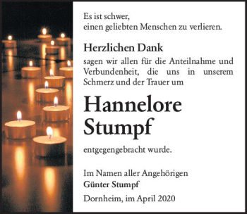 Traueranzeige von Hannelore Stumpf von vrm-trauer