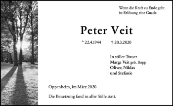 Traueranzeige von Peter Veit von vrm-trauer