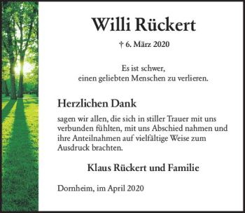 Traueranzeige von Willi Rückert von vrm-trauer