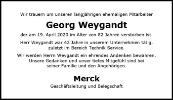 Traueranzeige von Georg Weygandt von vrm-trauer