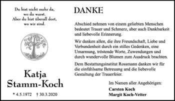 Traueranzeige von Katja Stamm-Koch von vrm-trauer