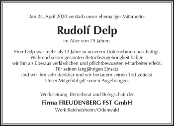 Traueranzeige von Rudolf Delp von vrm-trauer