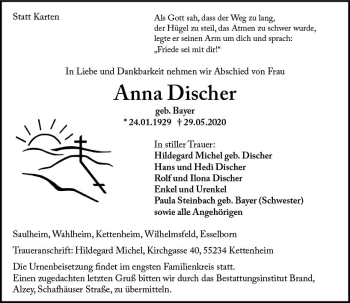 Traueranzeige von Anna Discher von vrm-trauer