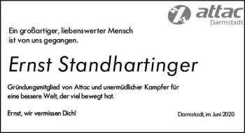 Traueranzeige von Ernst Standhartinger von vrm-trauer