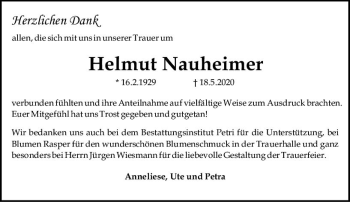 Traueranzeige von Helmut Nauheimer von vrm-trauer