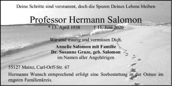 Traueranzeige von ProHermann Salomon von vrm-trauer