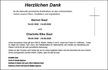 Traueranzeige von Charlotte Elke Gaul von vrm-trauer