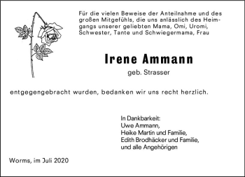 Traueranzeige von Irene Ammann von vrm-trauer
