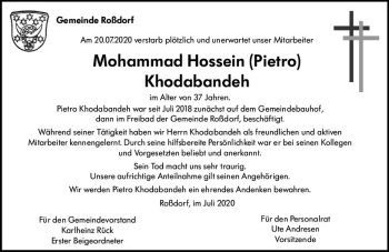 Traueranzeige von Mohammad Hossein Khodabandeh von vrm-trauer