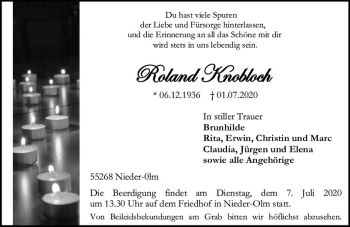 Traueranzeige von Roland Knobloch von vrm-trauer
