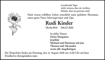 Traueranzeige von Rudi Kinder von vrm-trauer