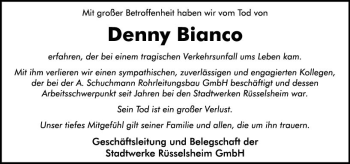 Traueranzeige von Denny Bianco von vrm-trauer