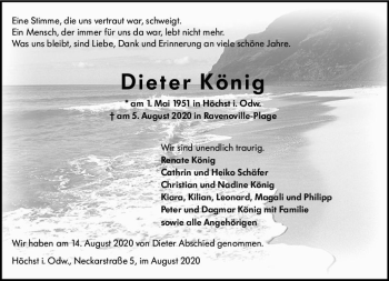 Traueranzeige von Dieter König von vrm-trauer