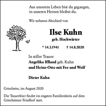 Traueranzeige von Ilse Kuhn von vrm-trauer