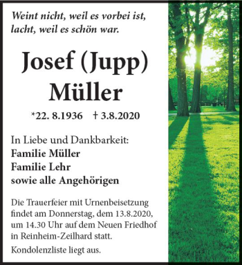 Traueranzeige von Josef Müller von vrm-trauer