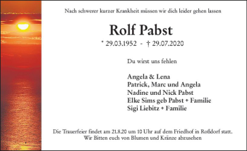 Traueranzeige von Rolf Pabst von vrm-trauer