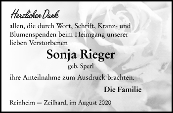Traueranzeige von Sonja Rieger von vrm-trauer