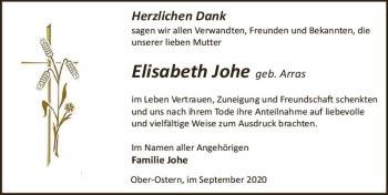 Traueranzeige von Elisabeth Johe von vrm-trauer