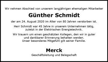 Traueranzeige von Günther Schmidt von vrm-trauer