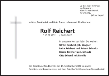 Traueranzeige von Rolf Reichert von vrm-trauer