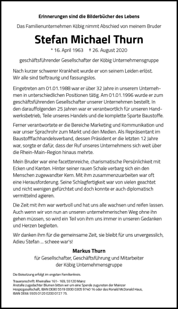 Traueranzeige von Stefan Michael Thurn von vrm-trauer