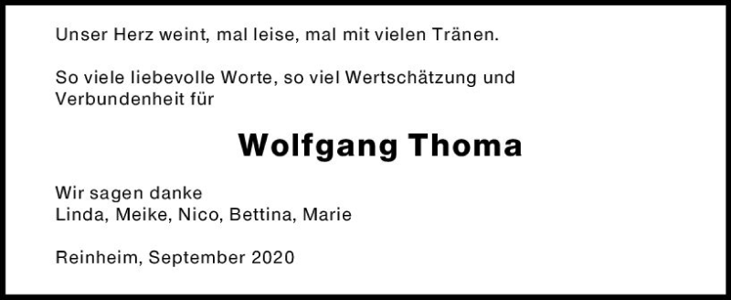 Traueranzeige für Wolfgang Thoma vom 19.09.2020 aus vrm-trauer