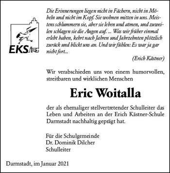 Traueranzeige von Eric Woitalla von vrm-trauer