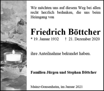 Traueranzeige von Friedrich Böttcher von vrm-trauer