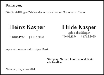 Traueranzeige von Hilde Kasper von vrm-trauer