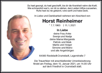 Traueranzeige von Horst Reinheimer von vrm-trauer