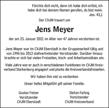 Traueranzeige von Jens Meyer von vrm-trauer