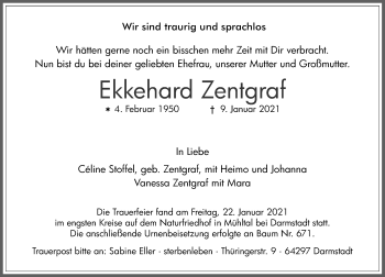 Traueranzeige von Ekkehard Zentgraf 